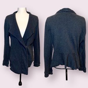 Stem Boho Sweater Jacket French Terry Organic Cotton Charcoal Gray Size Large